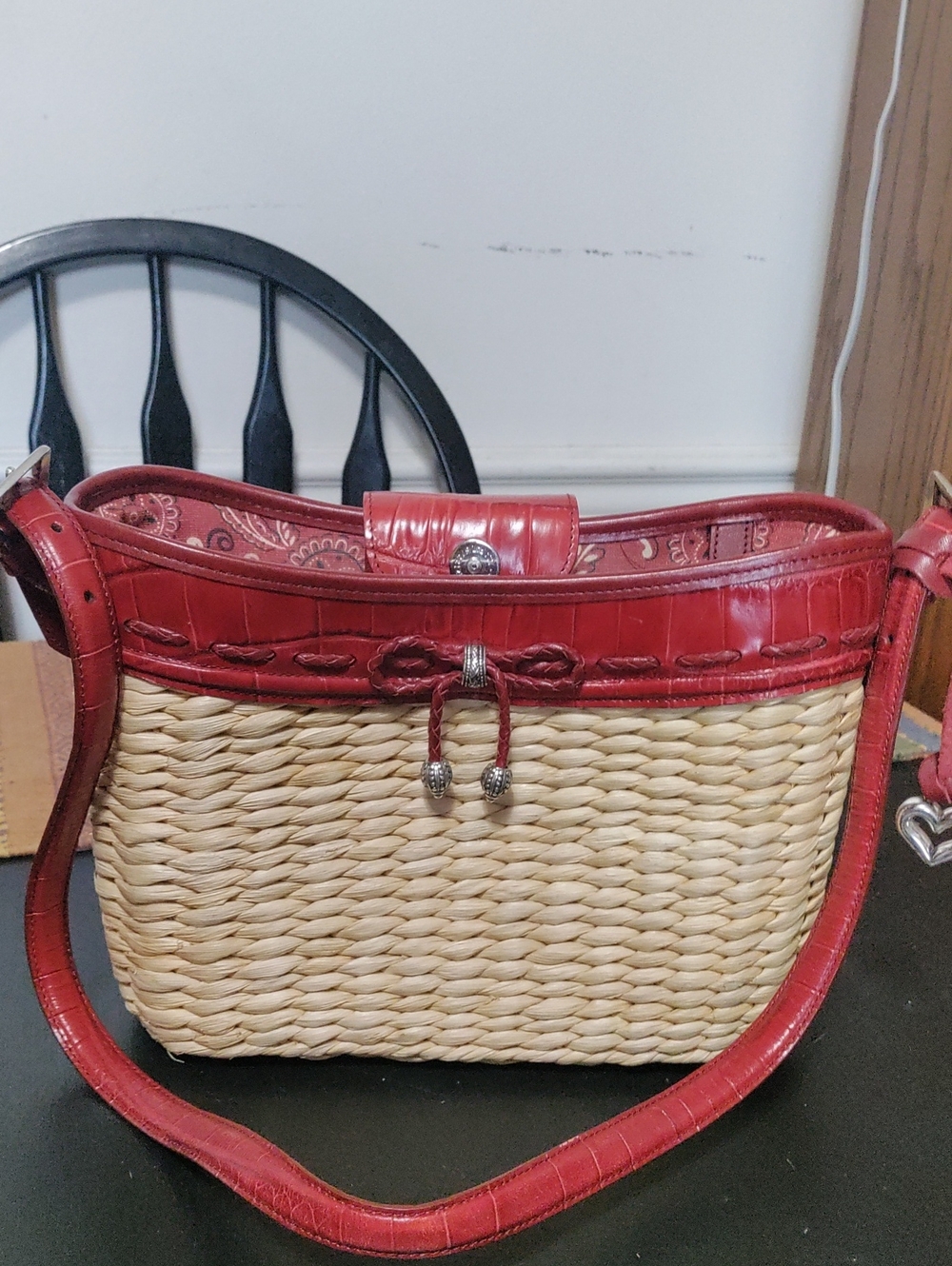 Brighton Red Trim Woven Bag